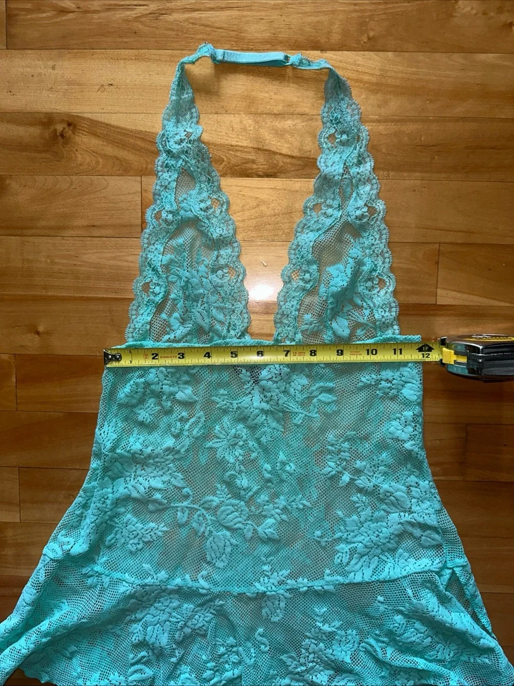 Victoria’s Secret Lace Halter Chemise Babydoll Aqua Open Back Lingerie S/P